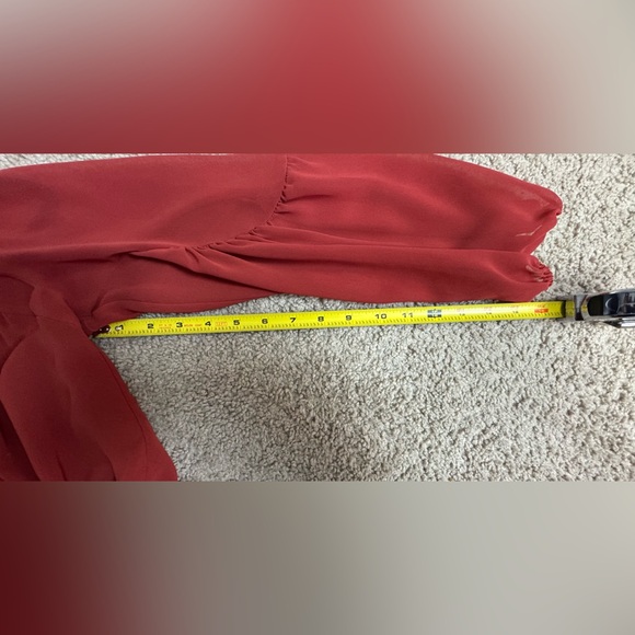 Express Sheer Tie-Neck Blouse Rust Orange | Long Sleeve | Size XS - Picture 7 of 7